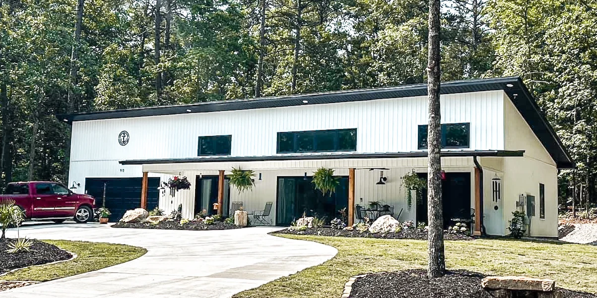 Panoramic view of a completed construction project